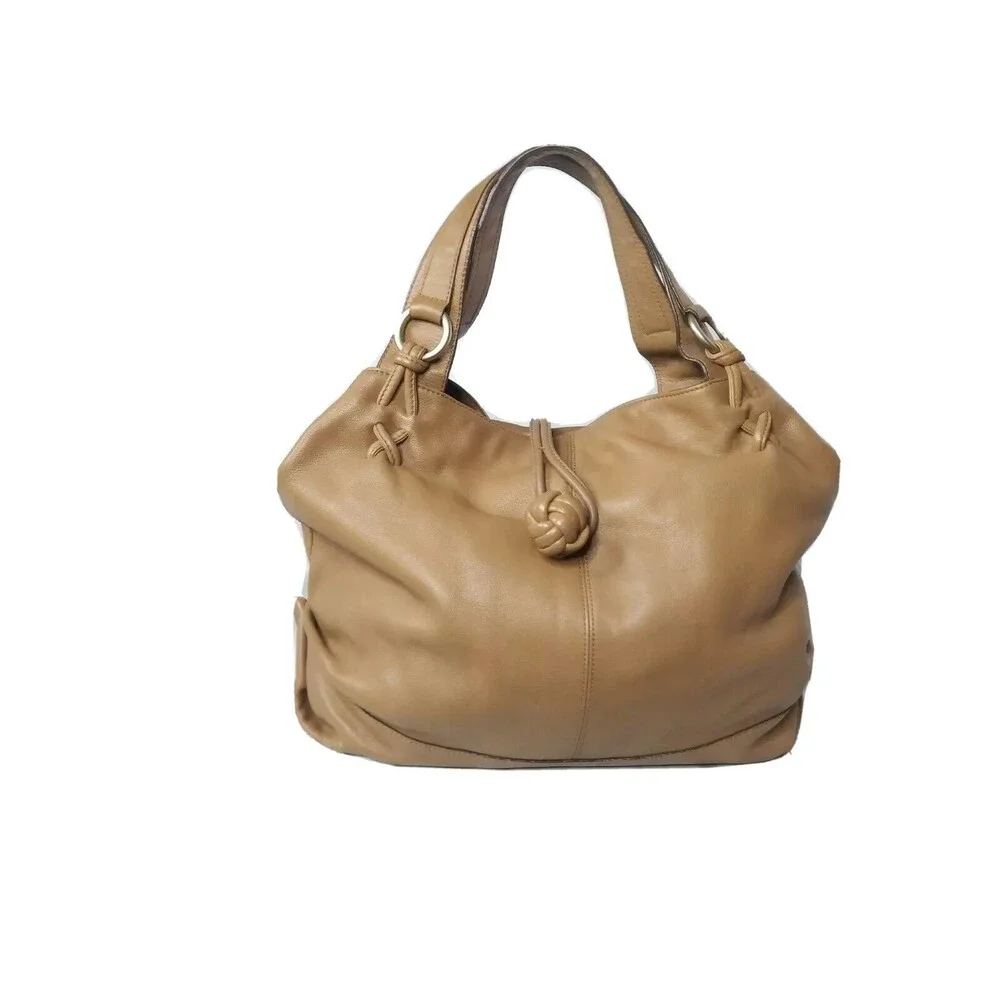Banana Republic Large Leather Handbag Satchel Boho Tote Tan